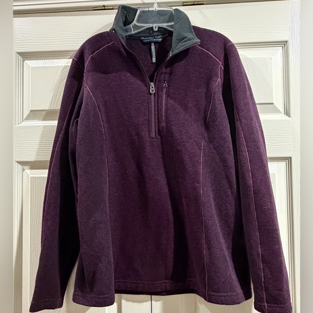 Kuhl Fleece Jacket Sz XL Pullover 1/4 Zip Hiking Thumbholes Maroon